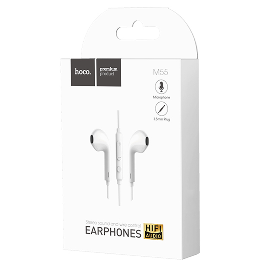 Проводные наушники HOCO M55 Memory, Jack 3.5mm, 1.2 м, белый фото