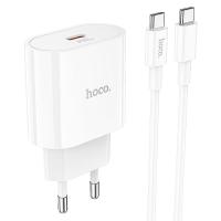 Сетевое зарядное устройство HOCO C94A 1xUSB-C с Кабелем Type-C - Type-C, 3.0A, 20W, белый фото