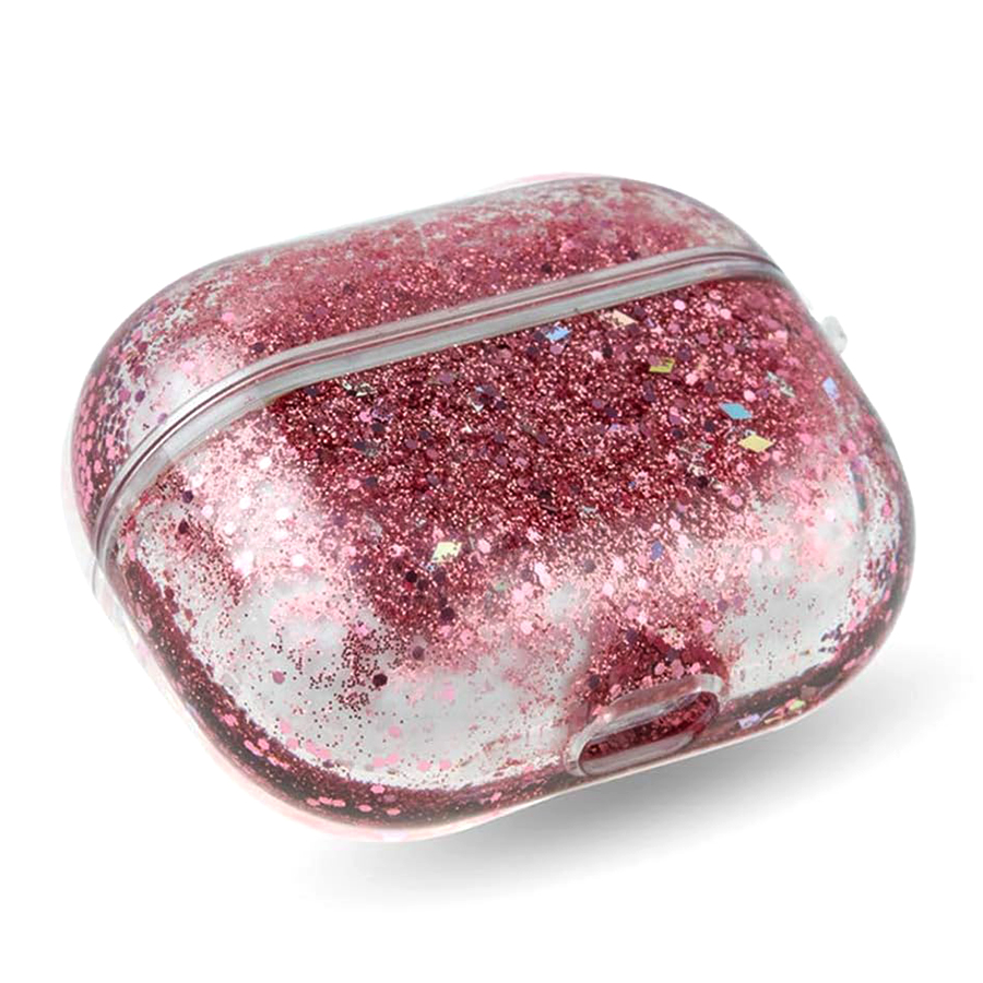 Чехол пластиковый Kingxbar со шнурком для Airpods Pro, прозрачный, фиолетовые блестки (27) фото