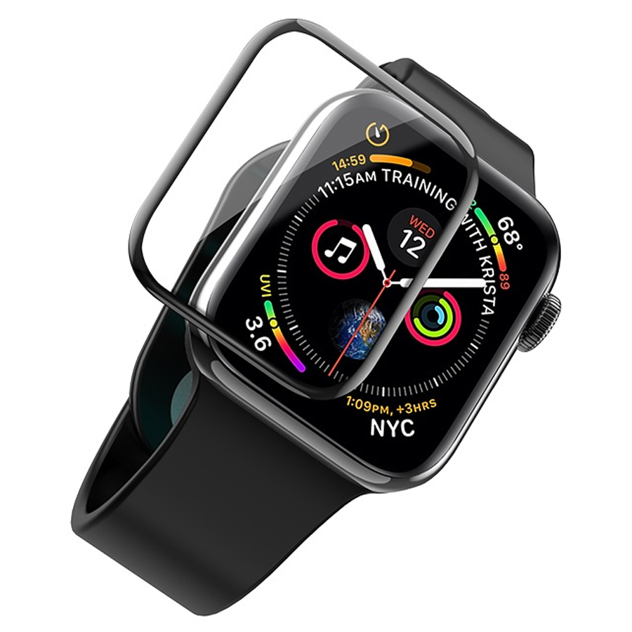Защитное стекло HOCO Tempered Glass для Apple Watch 4, Full Glue 3D, 0.15mm, 40mm, прозрачный+черная рамка фото