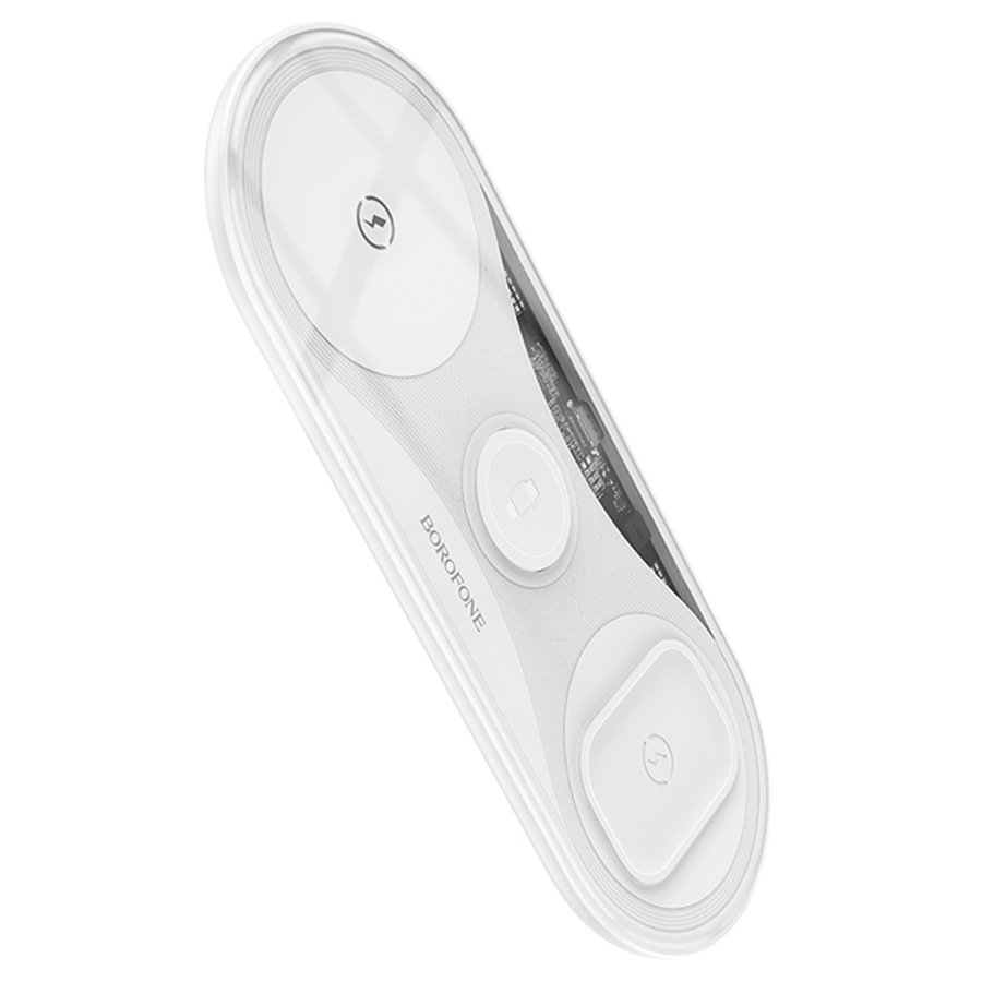 Беспроводное зарядное устройство BOROFONE BQ19 Powerful 3-in-1 для iPhone+Airpods+Apple Watch, 3A, 5W/7.5W/10W/15W, белый фото