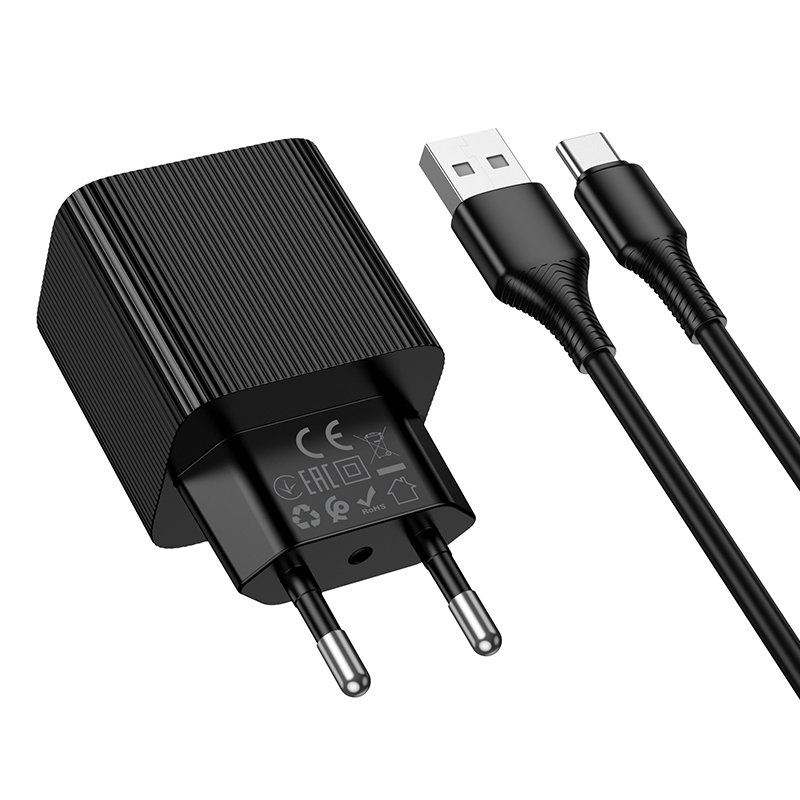 Сетевое зарядное устройство HOCO CS81A Excellent 1xUSB с Кабелем USB - Type-C, 18W, черный фото
