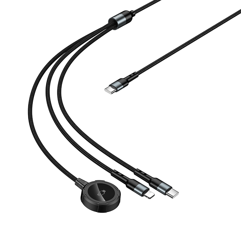 Зарядное устройство HOCO CW64 для Apple Watch 1xUSB-C + 1x Lightning с Кабелем Type-C, черный фото