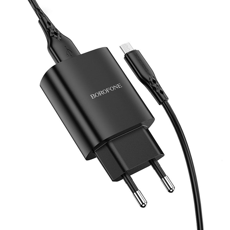 Сетевое зарядное устройство BOROFONE BN1 Innovative 1xUSB с Кабелем USB - Micro, 2.1A, 10W, черный фото