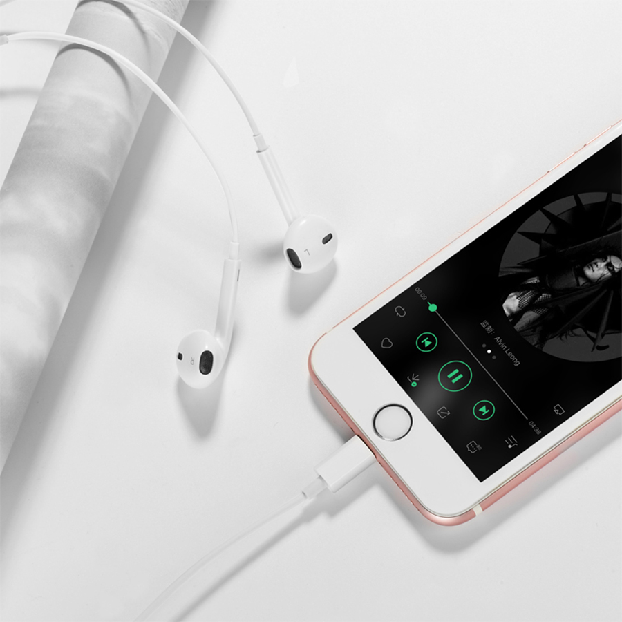 Проводные наушники BOROFONE BM85 Native, Lightning, 1.2 м, белый фото