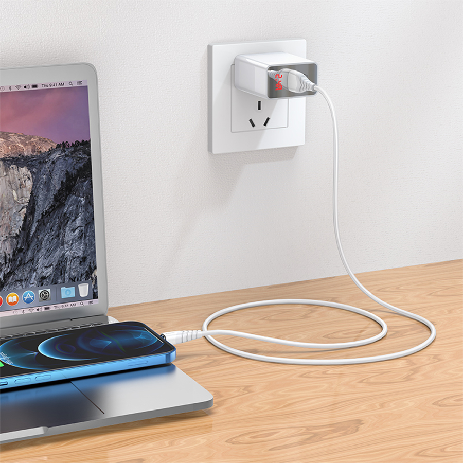 Кабель USB HOCO X63 Racer USB - Lightning магнитный, 2.4А, 1 м, белый фото