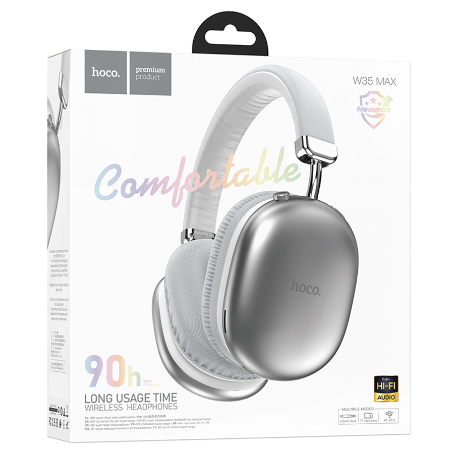 Беспроводные наушники накладные HOCO W35 Max Joy, Bluetooth, серебристый фото