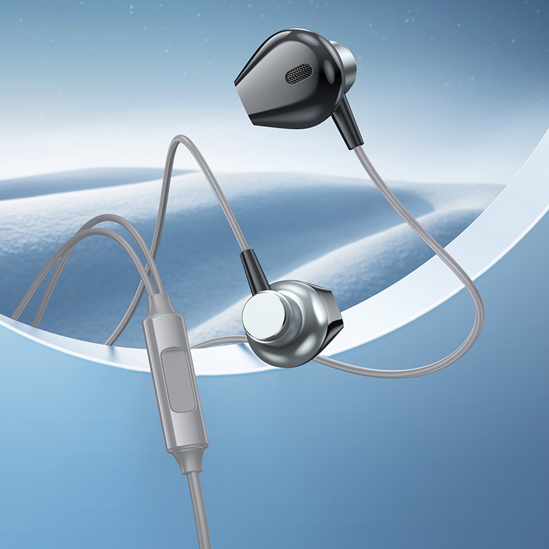 Проводные наушники HOCO M125 Smart, Jack 3.5mm, 1.2 м, серый металлик фото