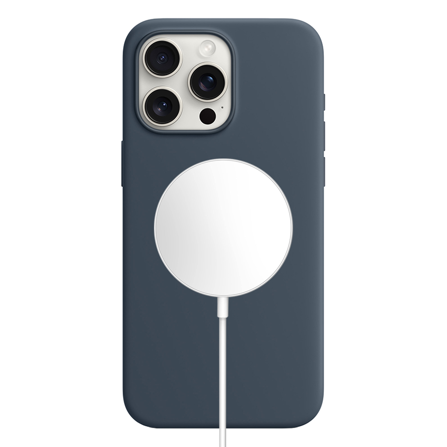 Чехол Silicone Case with MagSafe и Анимация цвета для iPhone 15 Pro Max 6.7", темно-синий Storm Blue (3) фото