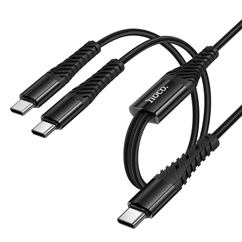 Кабель USB-C HOCO X123 Victory 2 в 1 Type-C - 2xType-C, 5V/3A, 1 м, черный фото