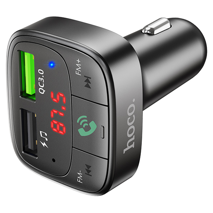 Автомобильное зарядное устройство с FM-Трансмиттер HOCO E59 Promise, 2xUSB, 3.1A, 18W, черный фото