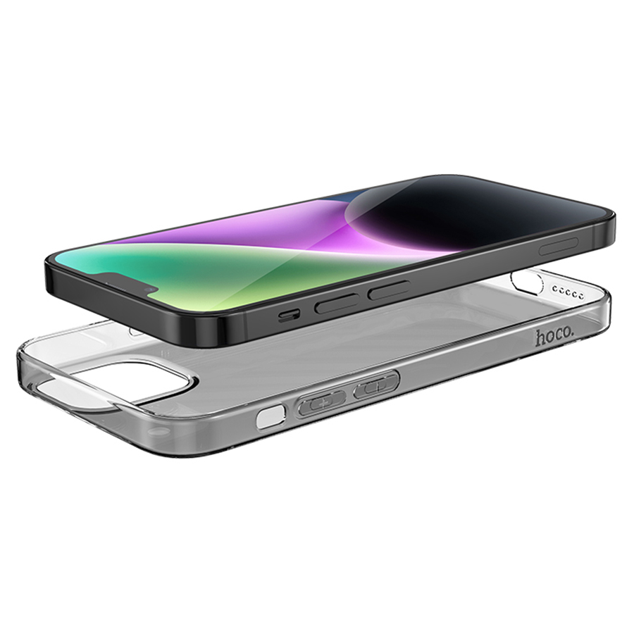 Чехол HOCO TPU Light Series для iPhone 14 Plus 6.7", темно-прозрачный фото