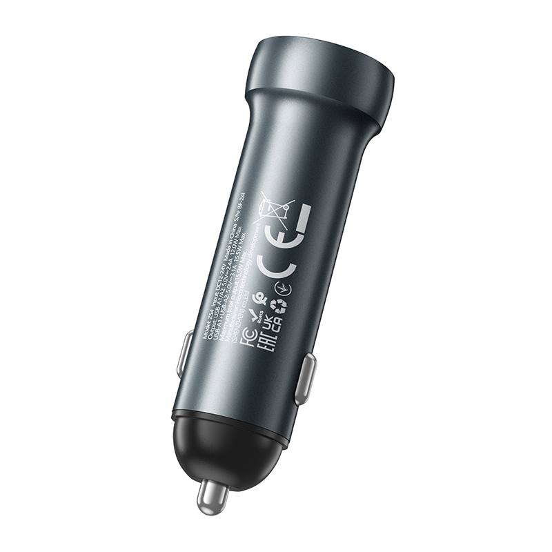 Автомобильное зарядное устройство HOCO Z54 Prosperous, 2xUSB, 3.1A, 15.5W, серый металлик фото