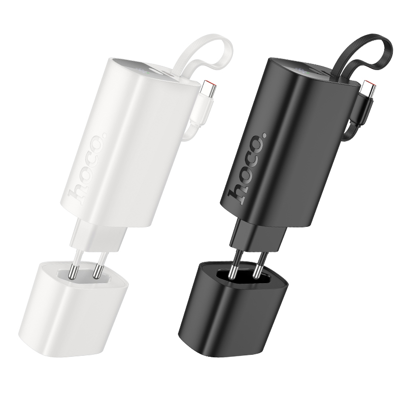 Портативный аккумулятор HOCO J148 Handy, встроенный кабель Type-C, 20W, 5000 мА⋅ч, черный фото