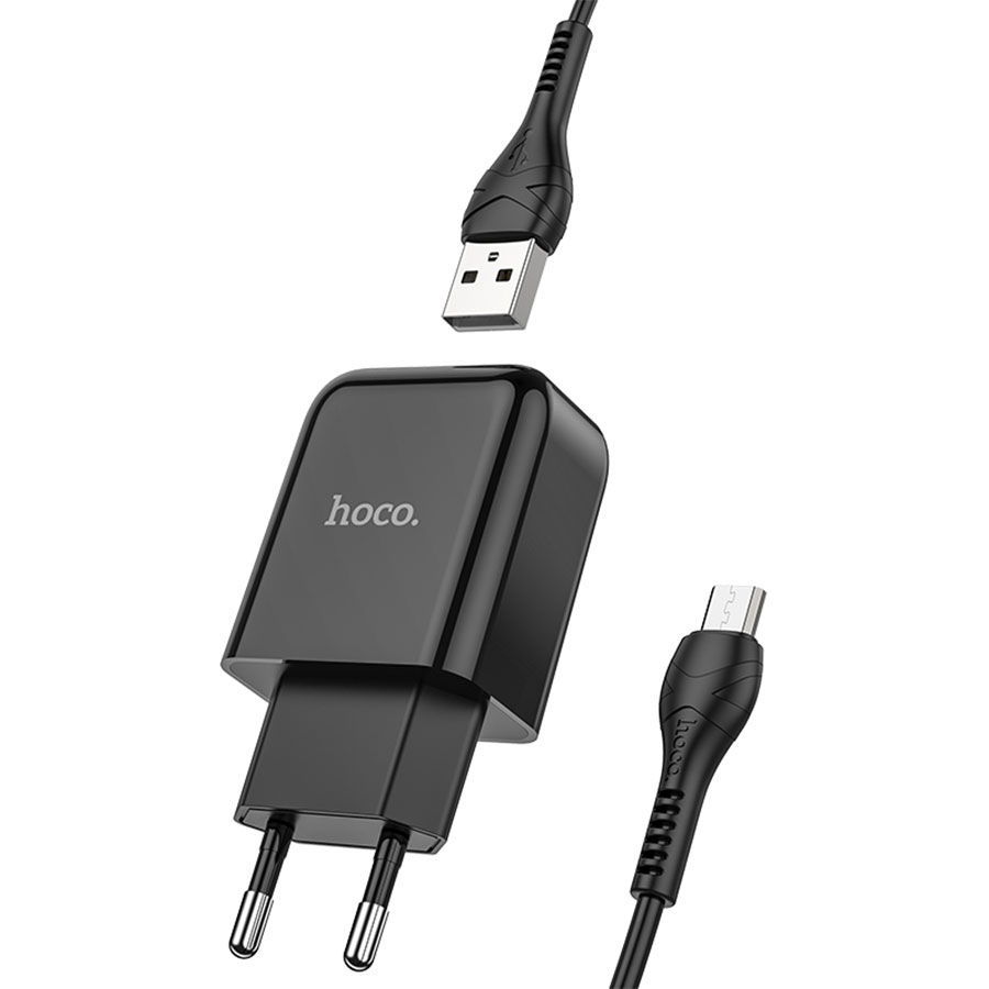 Сетевое зарядное устройство HOCO N2 Vigour single 1xUSB с Кабелем USB - Micro, 2A, 10W, черный фото