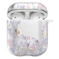 Чехол пластиковый Kingxbar со шнурком для Airpods 2, прозрачный, фиолетовый плющ (14) фото