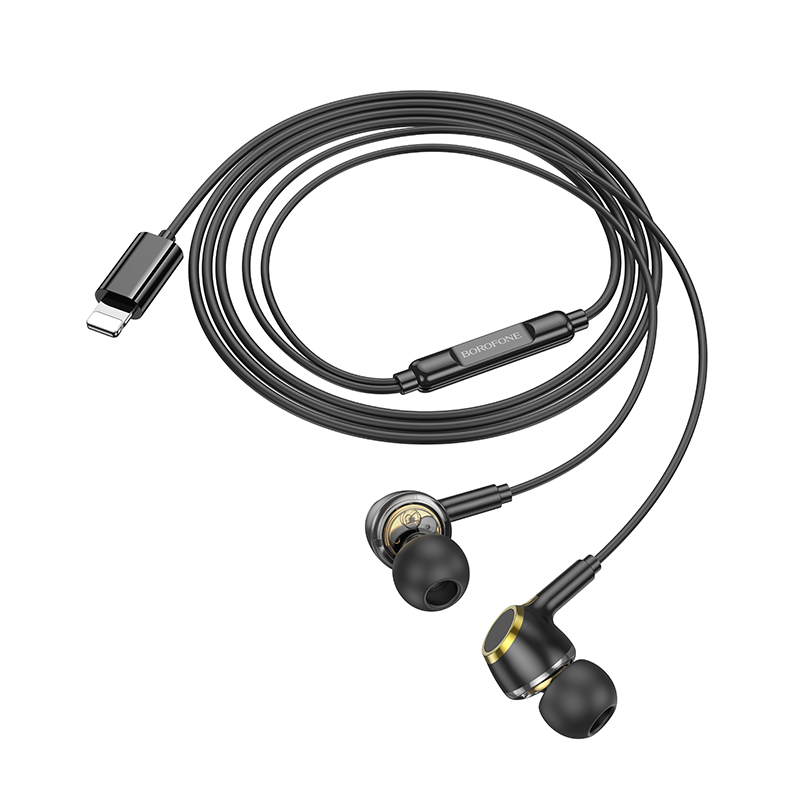 Проводные наушники BOROFONE BM90 Miller, Lightning, 1.2 м, черный фото