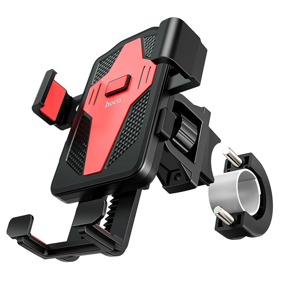 Держатель телефона для мотоцикла/велосипеда HOCO CA73 Flying, зажимной, на руль, черный+красный фото