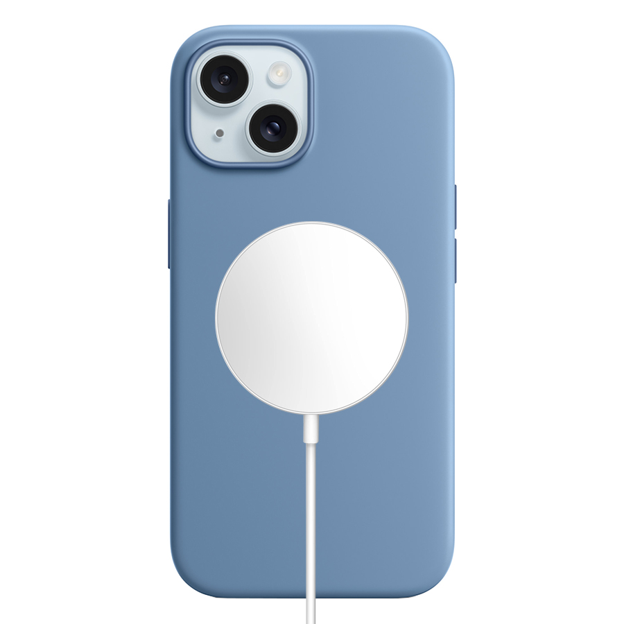 Чехол Silicone Case with MagSafe и Анимация цвета для iPhone 15 6.1", облачно-синий Winter Blue (4) фото