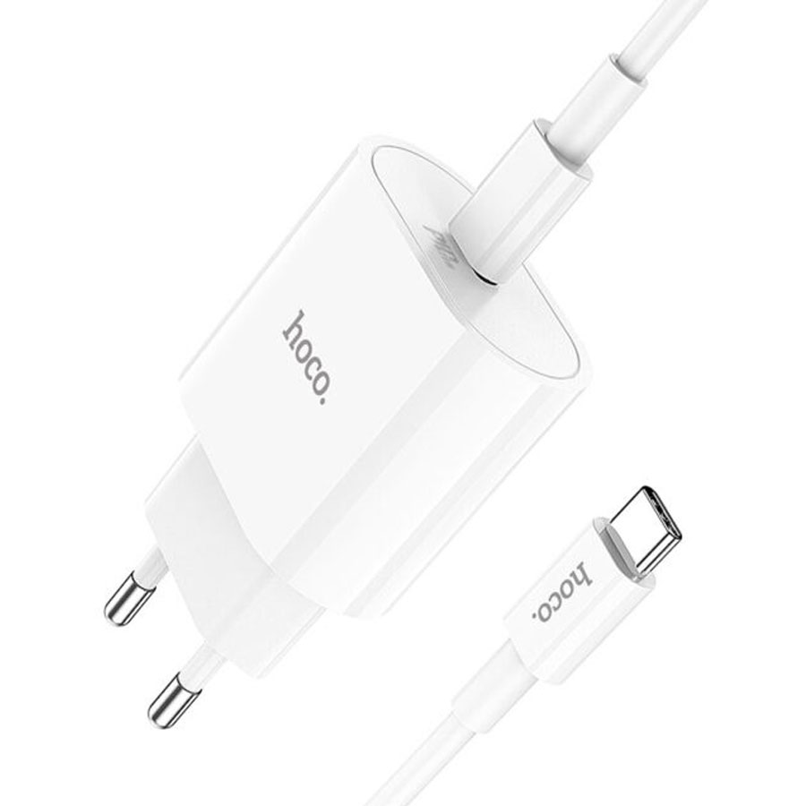 Сетевое зарядное устройство HOCO C94A 1xUSB-C с Кабелем Type-C - Type-C, 3.0A, 20W, белый фото