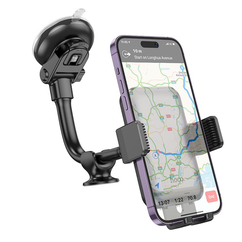 Автомобильный держатель HOCO H27 Rock, зажимной, на приборная панель/лобовое стекло, черный фото