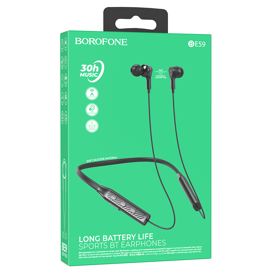 Беспроводные наушники для спорта BOROFONE BE59 Rhythm, Bluetooth, черный фото