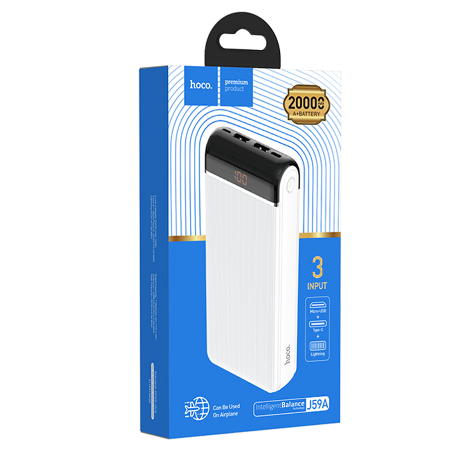 Портативный аккумулятор HOCO J59A Famous, 20000 мА⋅ч, белый фото