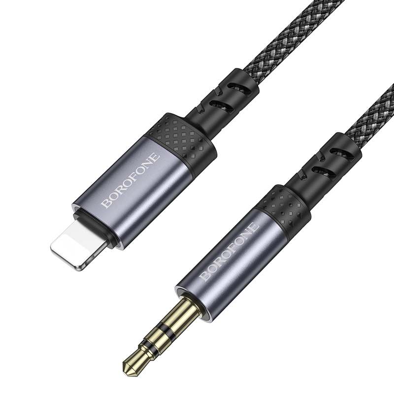 Аудиокабель BOROFONE BL24 Graceful AUX Jack 3,5 (m) - Lightning (m), 1 м, серый металлик фото