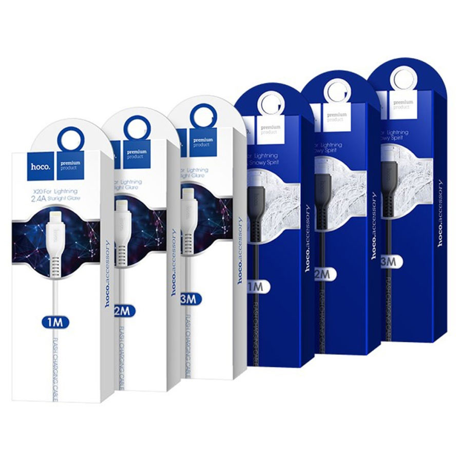 Кабель USB HOCO X20 Flash USB - Lightning, 2.4А, 1 м, белый фото