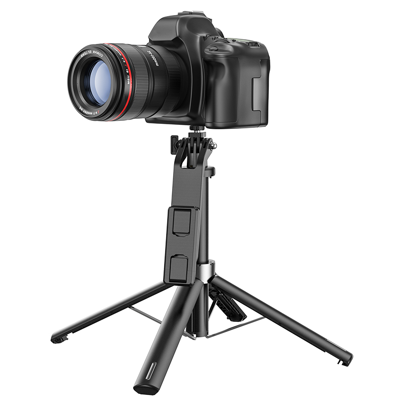 Селфи-палка монопод/трипод HOCO K21 Stream, встроенный аккумулятор, 62-90мм, черный фото