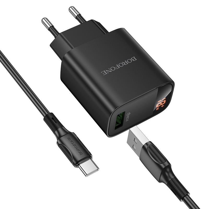 Сетевое зарядное устройство BOROFONE BA95A Ilustre  1xUSB с Кабелем USB - Type-C, 18W, черный фото