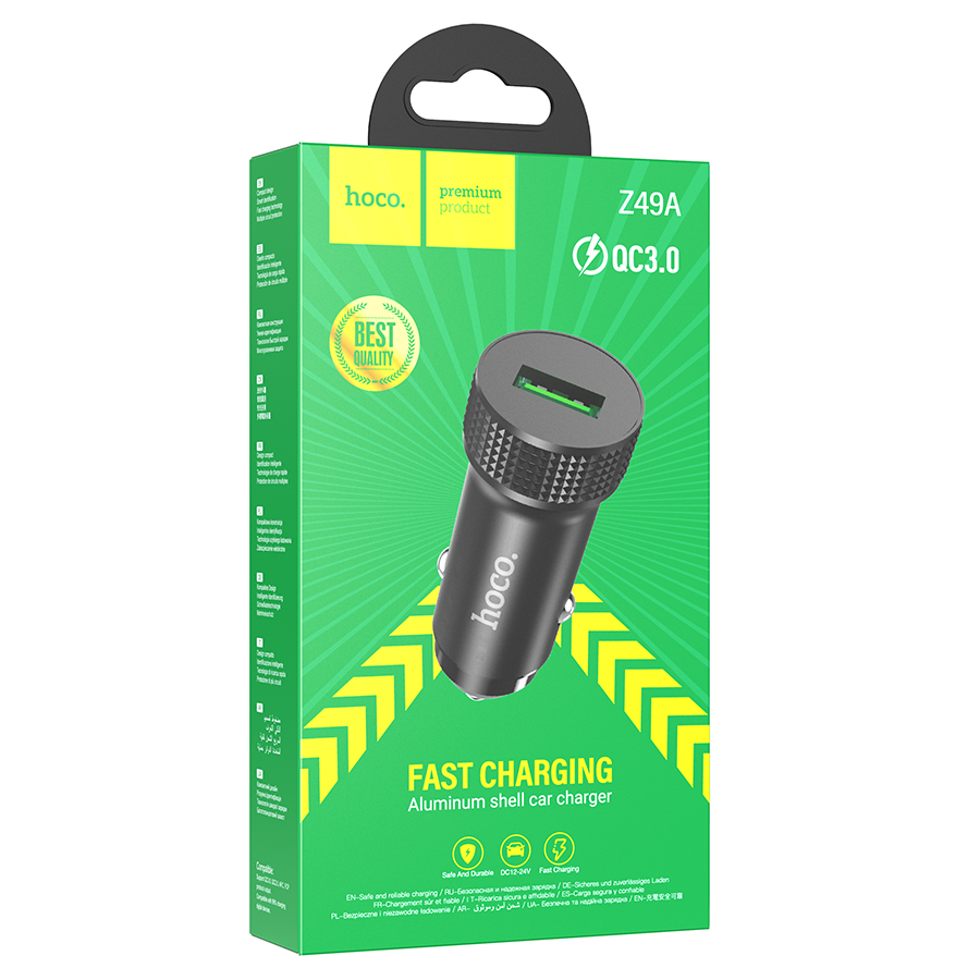 Автомобильное зарядное устройство HOCO Z49A Level, 1xUSB, 18W, черный фото