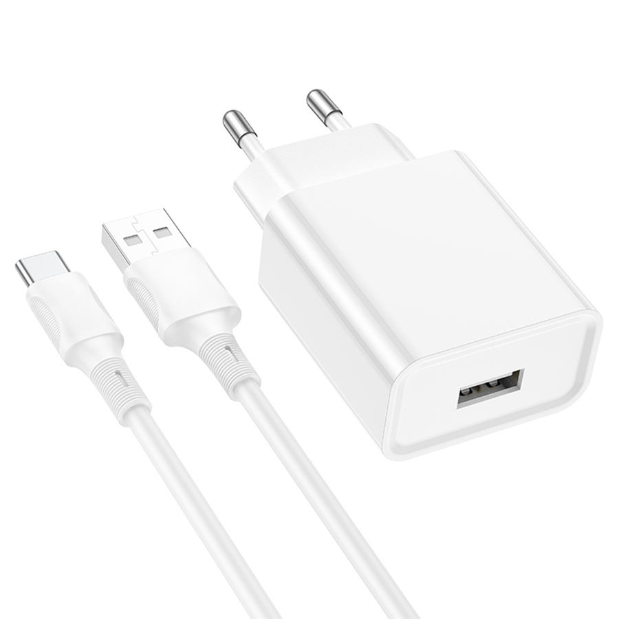 Сетевое зарядное устройство BOROFONE BA74A Aspirer 1xUSB с Кабелем USB - Type-C, белый фото