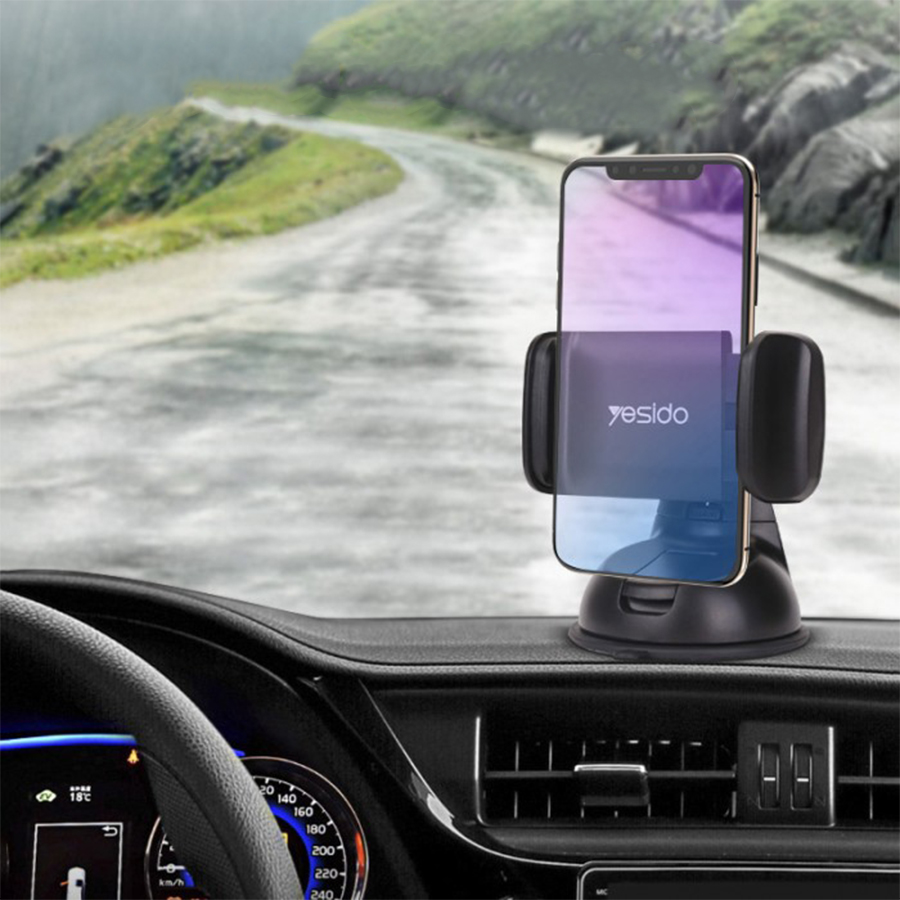 Автомобильный держатель HOCO CA5 Suction, зажимной, на приборная панель/лобовое стекло, черный+желтый фото