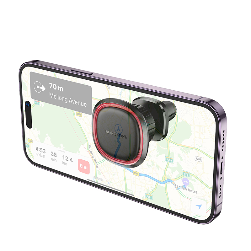 Автомобильный держатель BOROFONE BH124 Roman, магнитный, на воздуховод, черный+красный фото