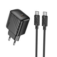 Сетевое зарядное устройство HOCO CS24A Puerto 1xUSB-C с Кабелем Type-C - Type-C, 25W, черный фото