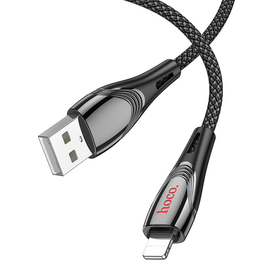 Кабель USB HOCO U133 Monte USB - Lightning, 2.4А, 1.2 м, черный фото