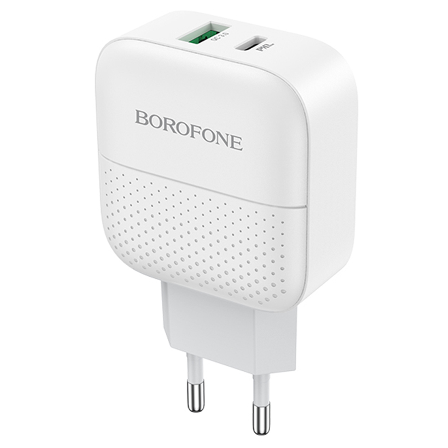 Сетевое зарядное устройство BOROFONE BA46A Premium 1xUSB + 1xUSB-C, 3A, 18W, белый фото