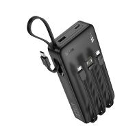 Портативный аккумулятор HOCO J146B Night, встроенный кабель Lightning + Type-C + MircoUSB, 30000 мА⋅ч, черный фото