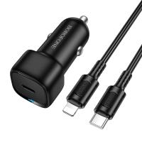 Автомобильное зарядное устройство BOROFONE BZ34A Cloud, 1xUSB-C с Кабелем Type-C - Lightning, 20W, черный фото