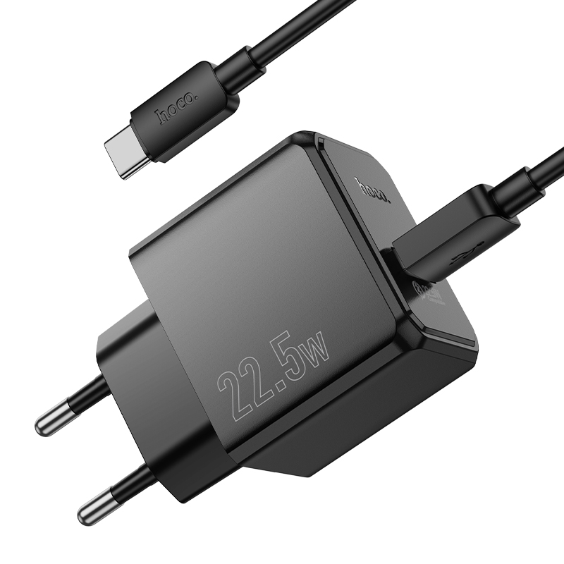 Сетевое зарядное устройство HOCO CS17A Wish 1xUSB с Кабелем USB - Type-C, 2.4A, 22.5W, черный фото