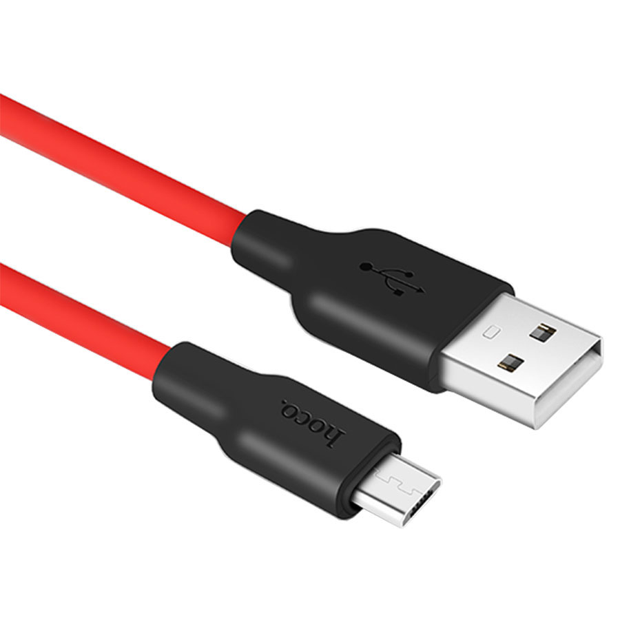Кабель USB HOCO X21 Silicone USB - MicroUSB, 2А, 1 м, красный+черный фото
