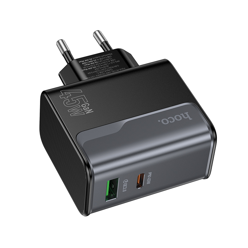 Сетевое зарядное устройство HOCO CS74A Star 1xUSB + 1xUSB-C, 45W, черный фото