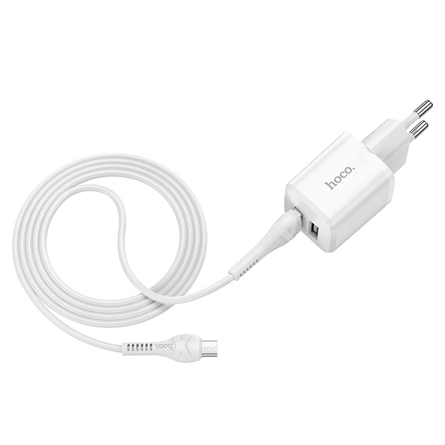 Сетевое зарядное устройство HOCO N8 Briar 2xUSB с Кабелем USB - Micro, 2.4A, 10.8W, белый фото