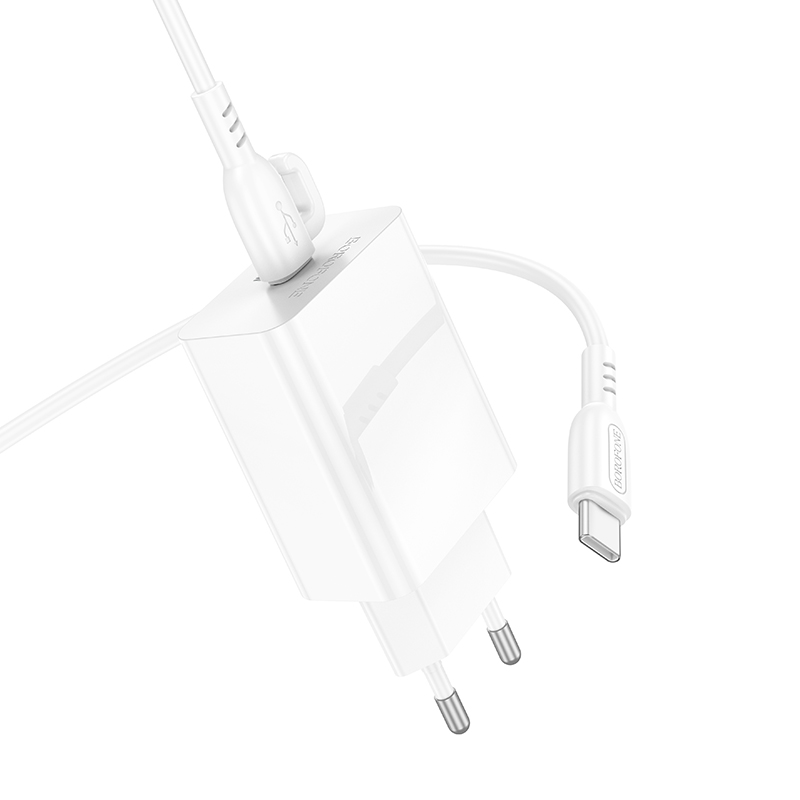 Сетевое зарядное устройство BOROFONE BA21A Prob Long journey 1xUSB-C с Кабелем Type-C - Type-C, 20W, белый фото