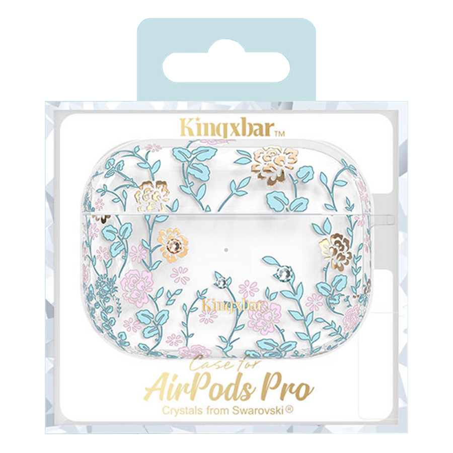 Чехол пластиковый Kingxbar со шнурком для Airpods Pro, прозрачный, синий плющ (14) фото