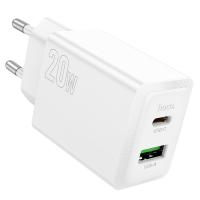 Сетевое зарядное устройство HOCO N69 Nuevo 1xUSB + 1xUSB-C, 3A, 20W, белый фото