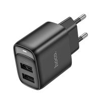 Сетевое зарядное устройство HOCO C141A Smart 2xUSB, 2.1A, черный фото