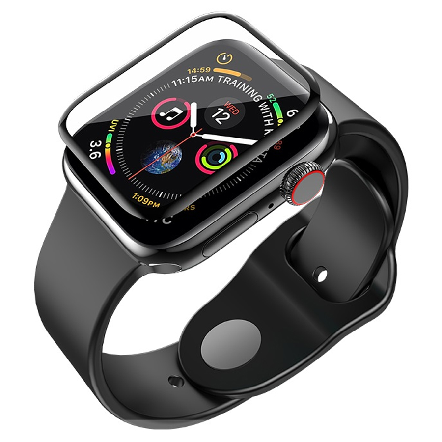 Защитное стекло HOCO Tempered Glass для Apple Watch 4, Full Glue 3D, 0.15mm, 40mm, прозрачный+черная рамка фото