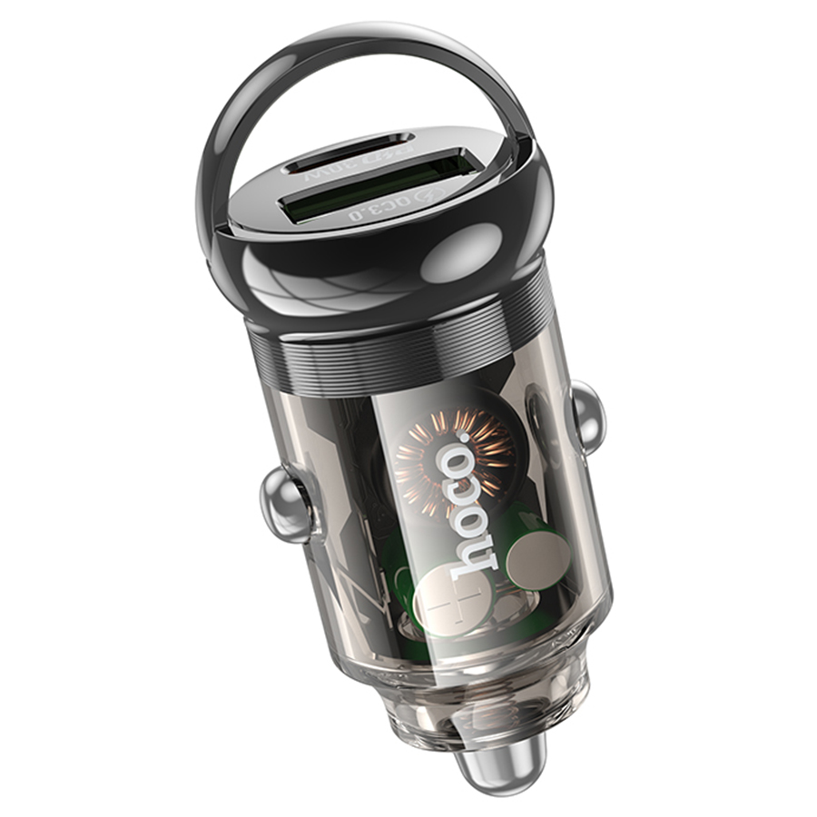 Автомобильное зарядное устройство HOCO Z53A Vision, 1xUSB + 1xUSB-C, 30W, черный фото